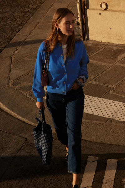 Cardigan Douillet bleu électrique