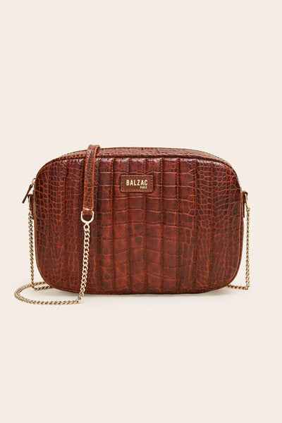 Sac Grand César cognac embossé