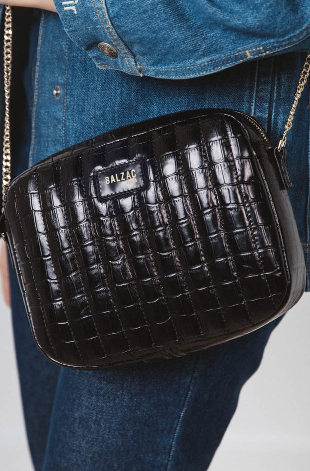 Sac César noir embossé
