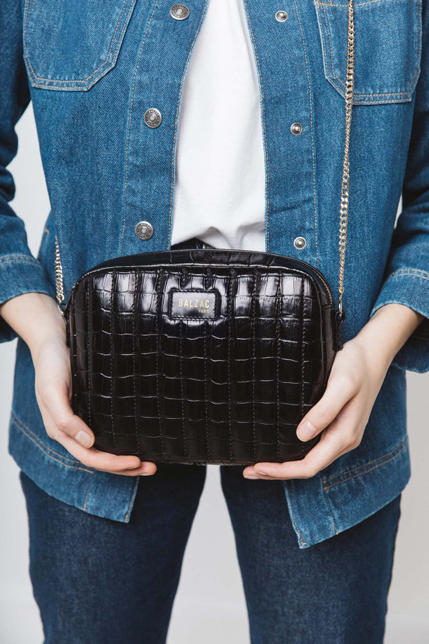 Sac César noir embossé