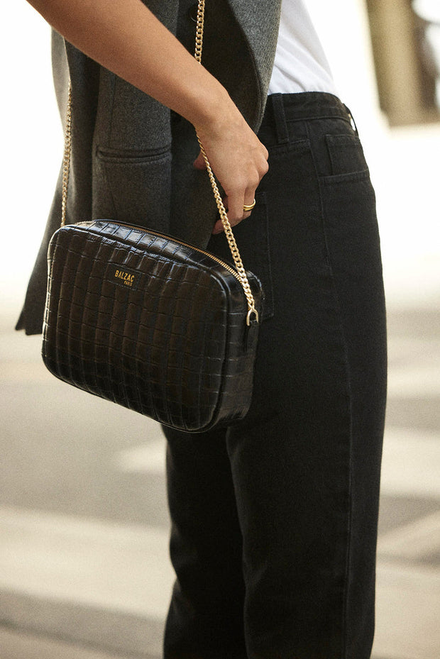 Sac César noir embossé