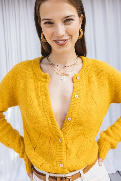 Cardigan Caleb jaune gold