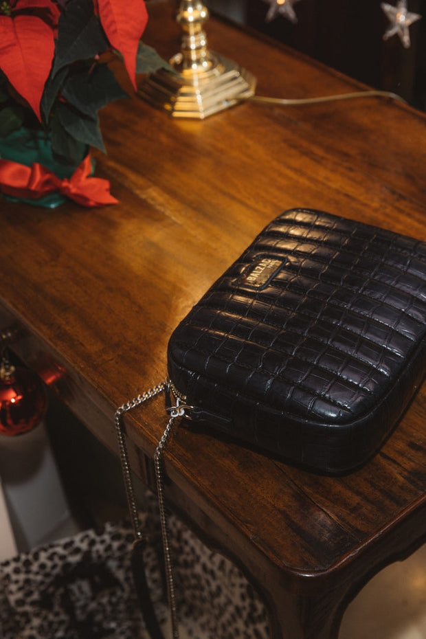 Sac César noir embossé