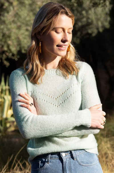 Pull Roger vert d'eau